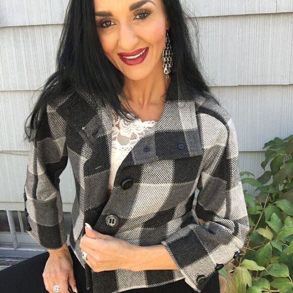 Carlisle wool plaid lined black grey jacket - Picture 4 of 8